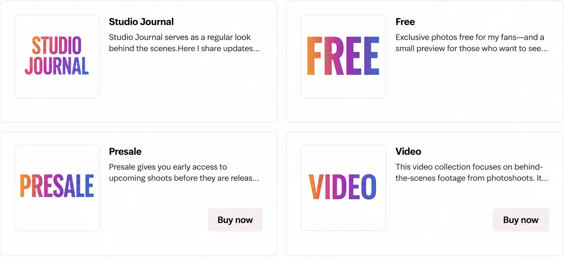Patreon collections Studio Journal, Free, Presale and Video